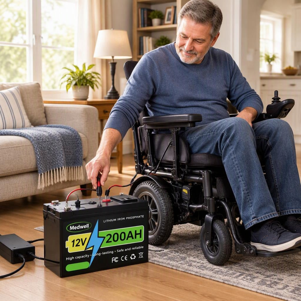 12V 200Ah Lithium Iron Phosphate Wheelchair Battery - at home