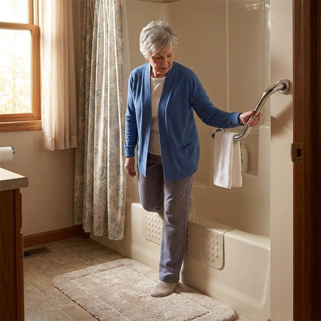 135-Degree Angled Stainless Steel Grab Bar - at home