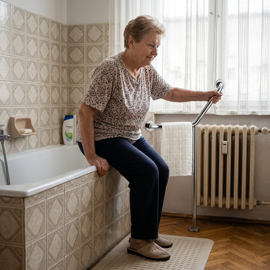 135 fokos, döntött rozsdamentes kapaszkodó - a mindennapokban