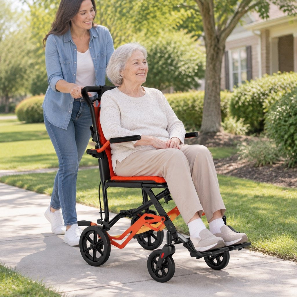 18 lb Folding Transport Wheelchair for Adults and Seniors - in everyday life
