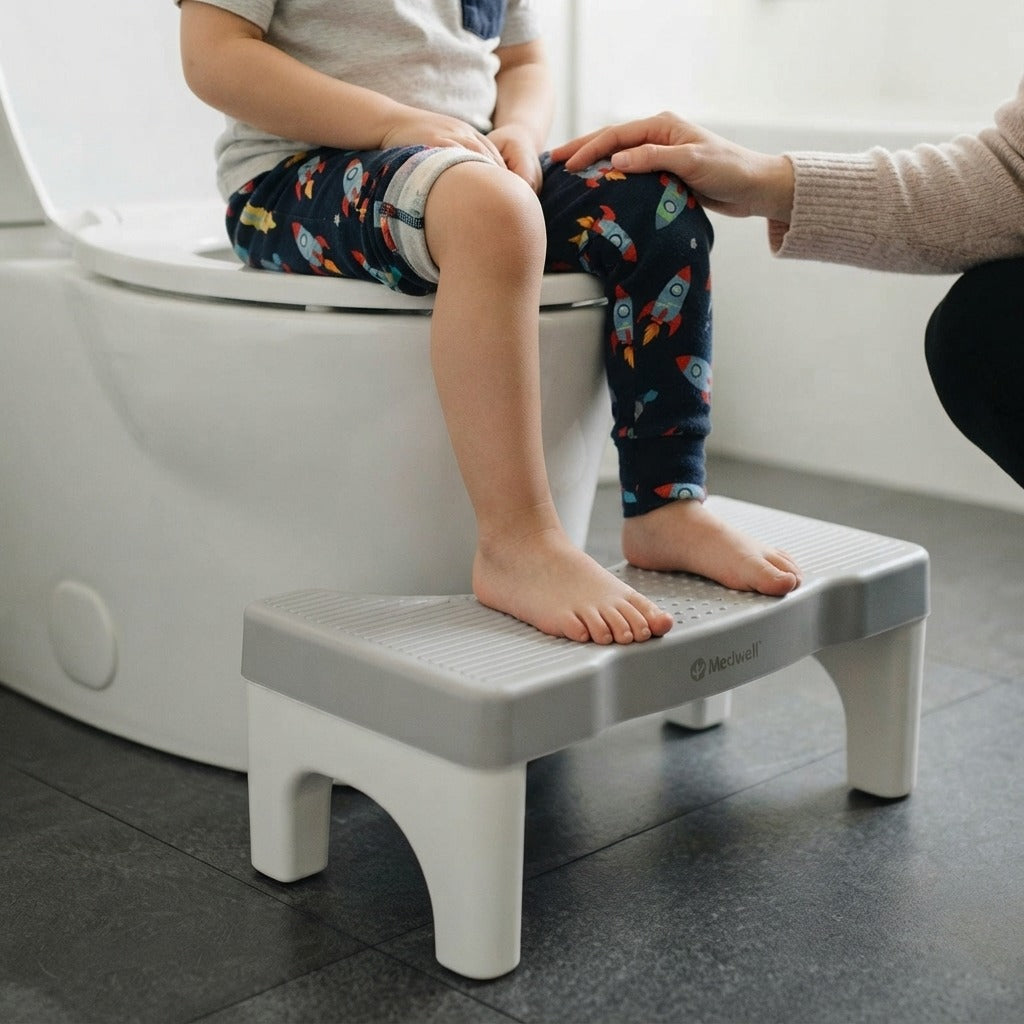2-in-1 Bathroom Toilet Foot Stool - in use