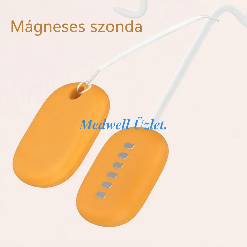Két sárga színű mágneses szonda fehér vezetékekkel.