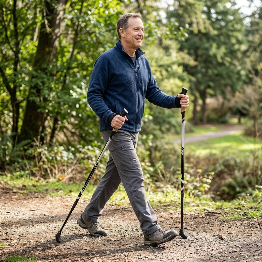2-Piece Nordic Walking Poles, Telescopic 7075 Aluminum, 66-135 cm - in everyday life