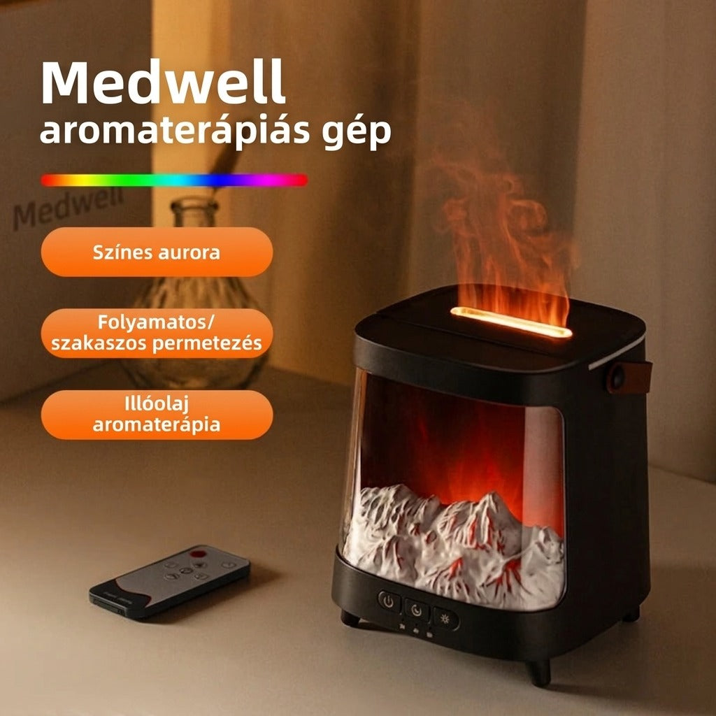 Medwell aromaterápiás gép színes aurora és permetezési beállítások
