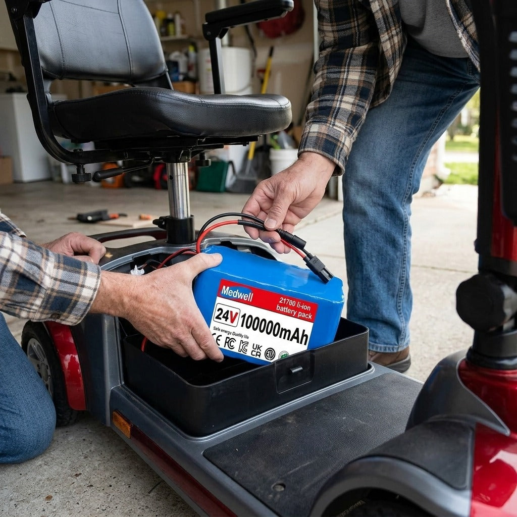 24 V Rechargeable Mobility Battery with Charger - in use