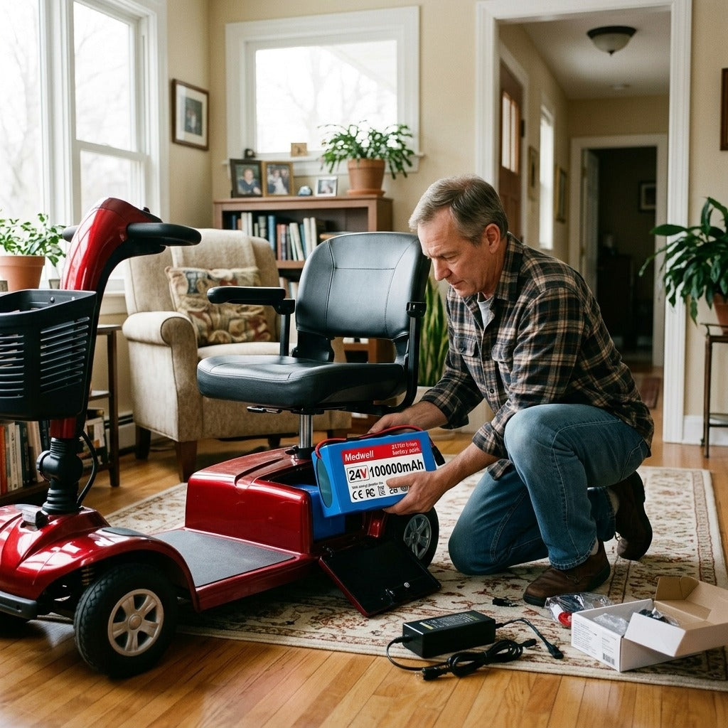 24 V Rechargeable Mobility Battery with Charger - at home
