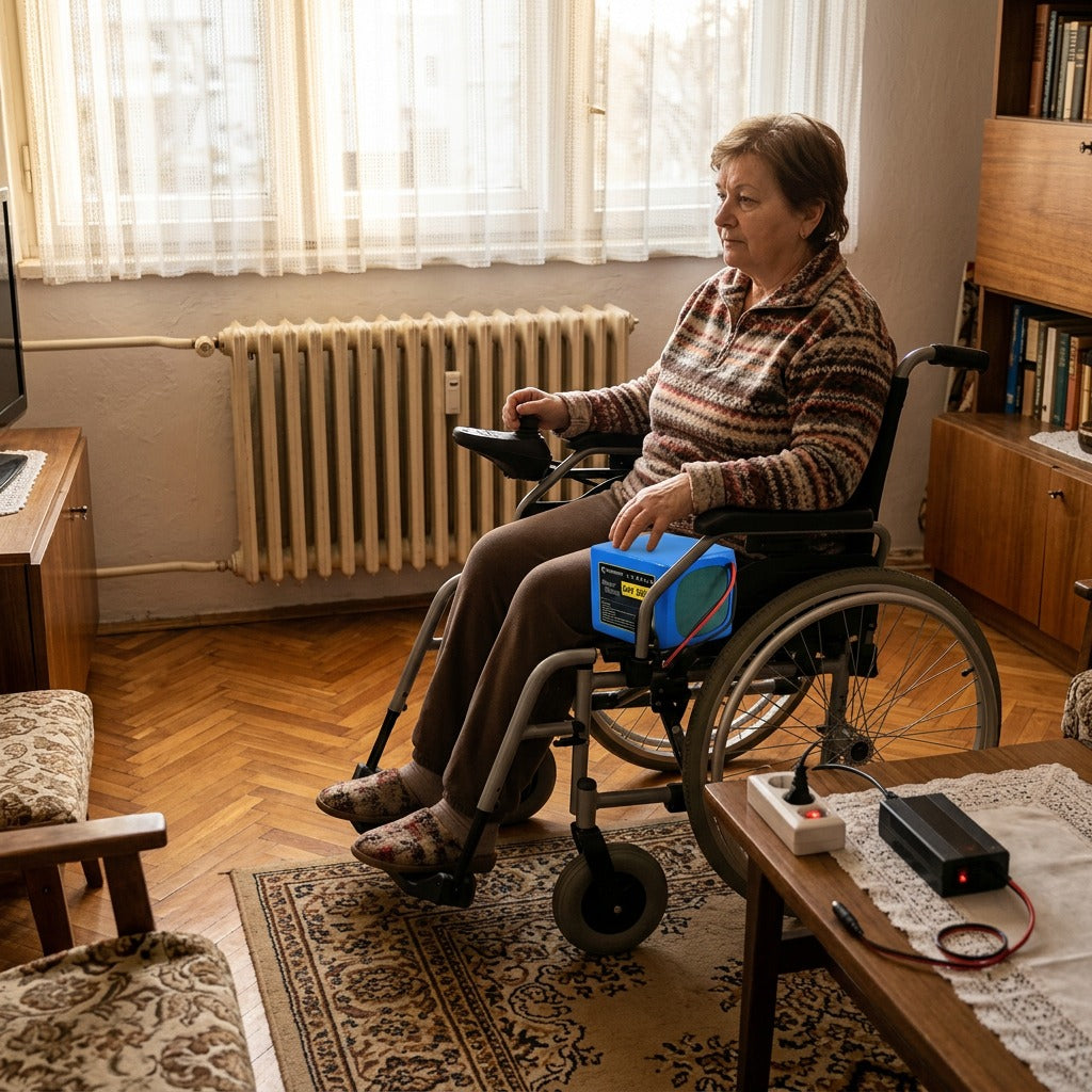 24V 20 000mAh mobilitási akkumulátor 2A töltővel - otthon