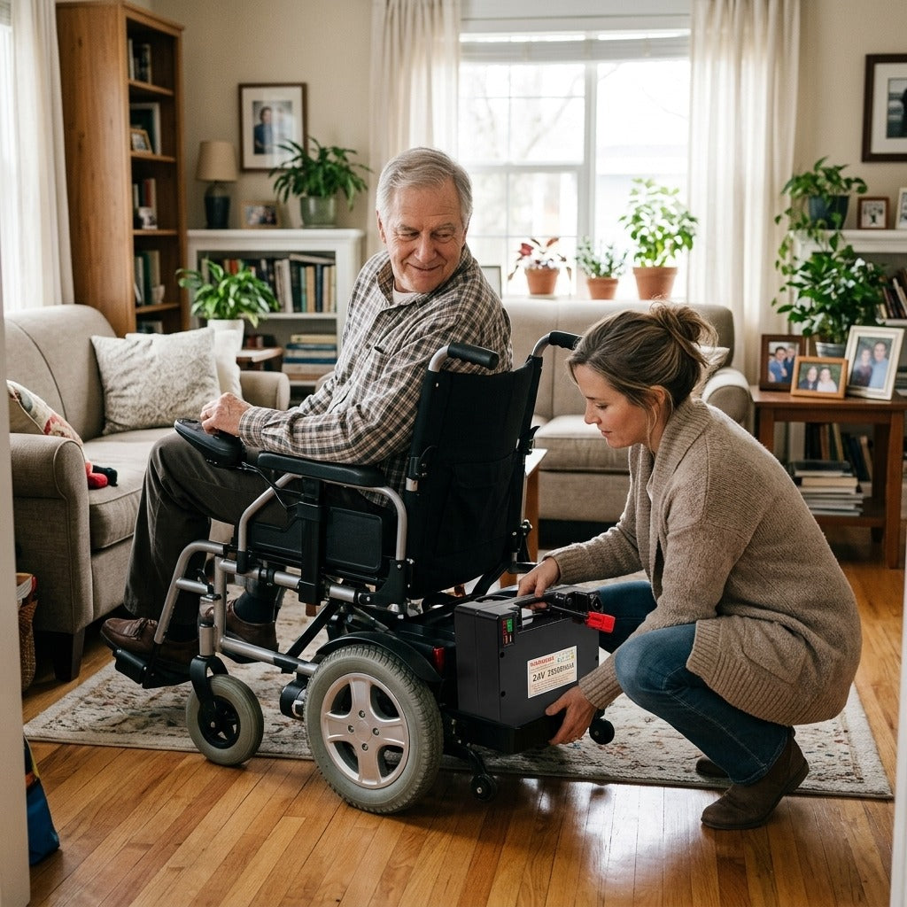 24V 22000mAh Lithium Battery for Electric Wheelchairs and Scooters - at home