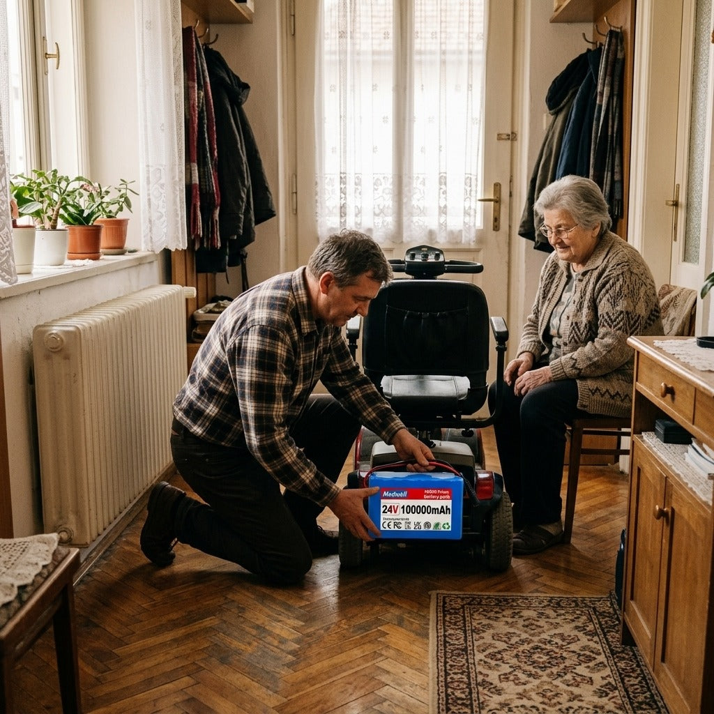 24V lítiumion-akkumulátor rollerhez és kerekesszékhez - otthon
