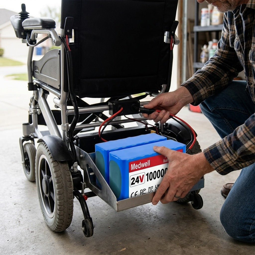 24V Lithium-Ion Wheelchair and Scooter Battery - in use