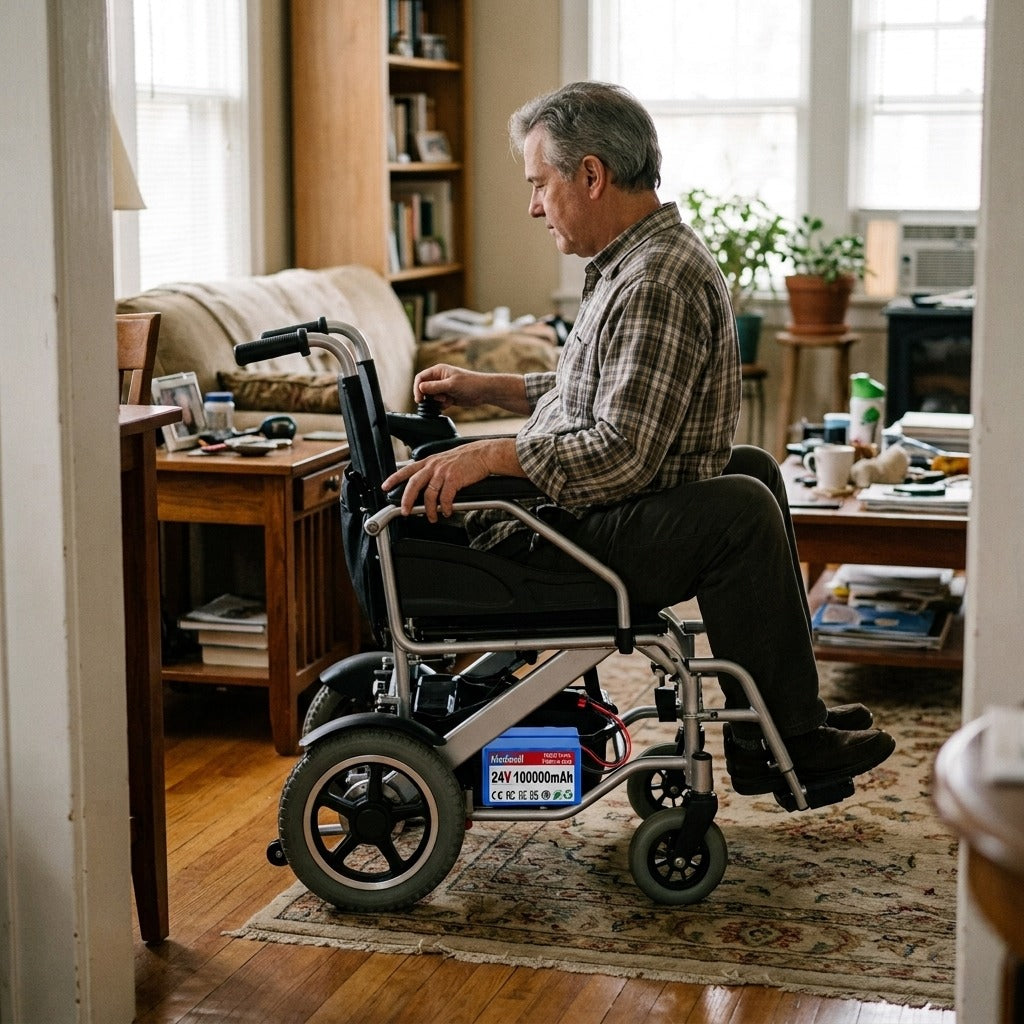 24V Lithium-Ion Wheelchair and Scooter Battery - at home