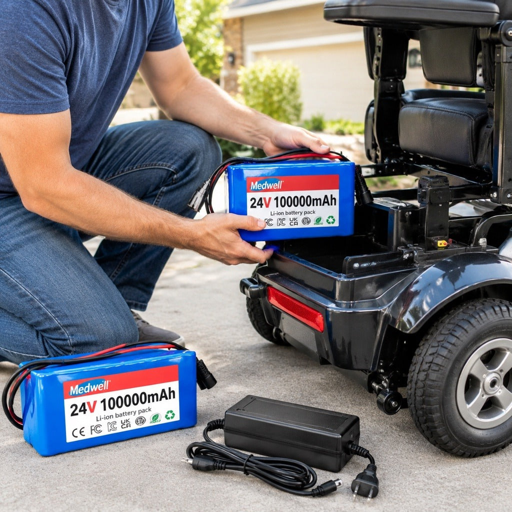 24V Rechargeable Battery Pack with 2A Charger - in use