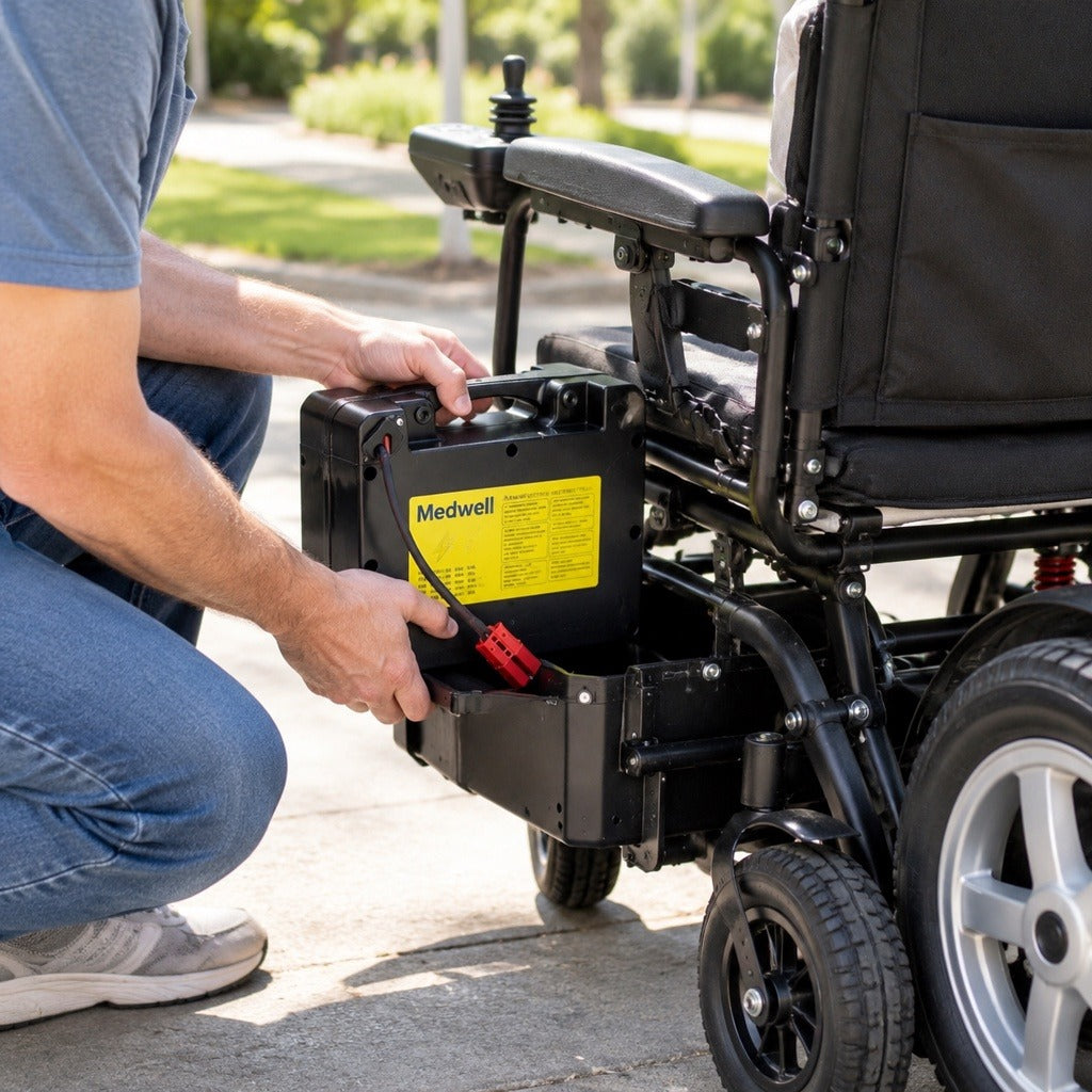 24V Rechargeable Wheelchair Battery - in use