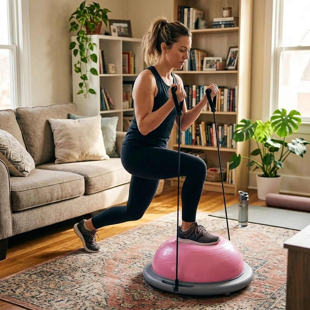 26-Inch Inflatable Half Balance Ball with Pump - at home