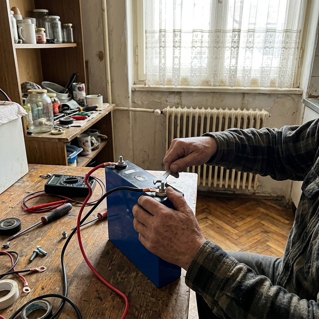 3.2V 120Ah újratölthető LiFePO4-akkumulátor - használat közben