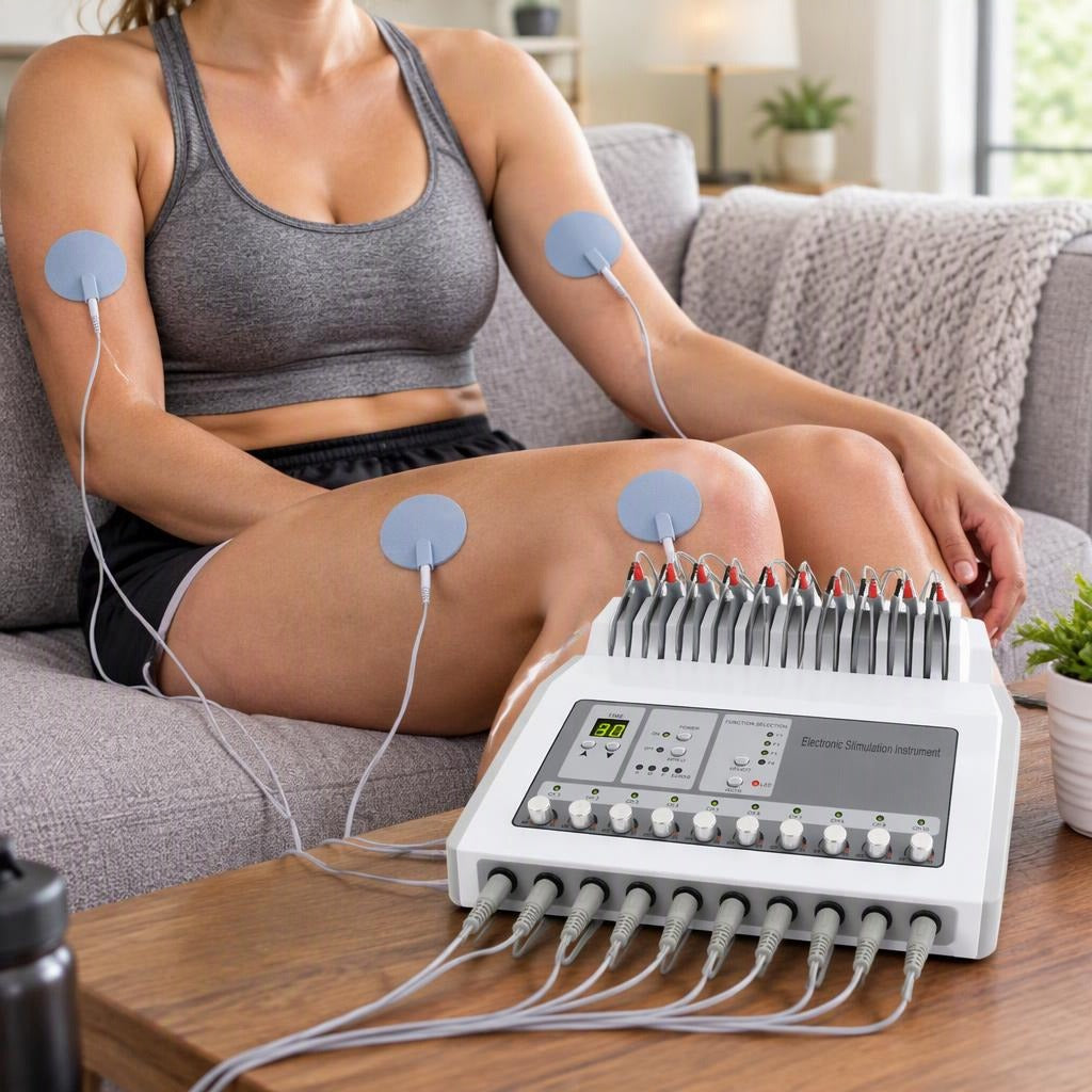 3-in-1 Electric Muscle Stimulator - in use
