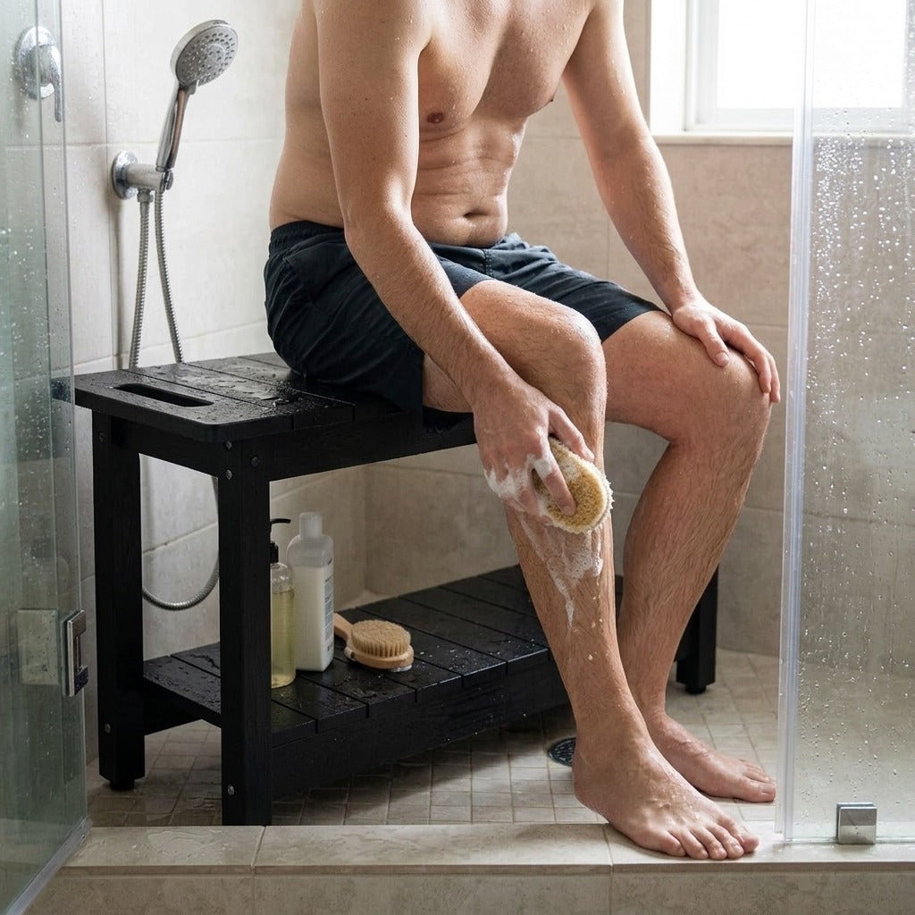 30-Inch Waterproof Non-Slip Shower Bench - in use