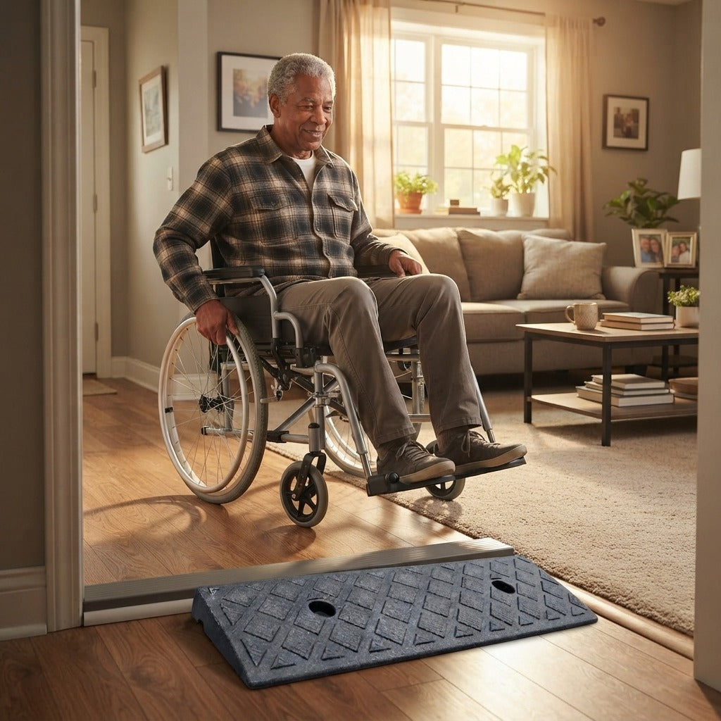 30mm Plastic Non-Slip Kerb Ramp for Wheelchairs - at home