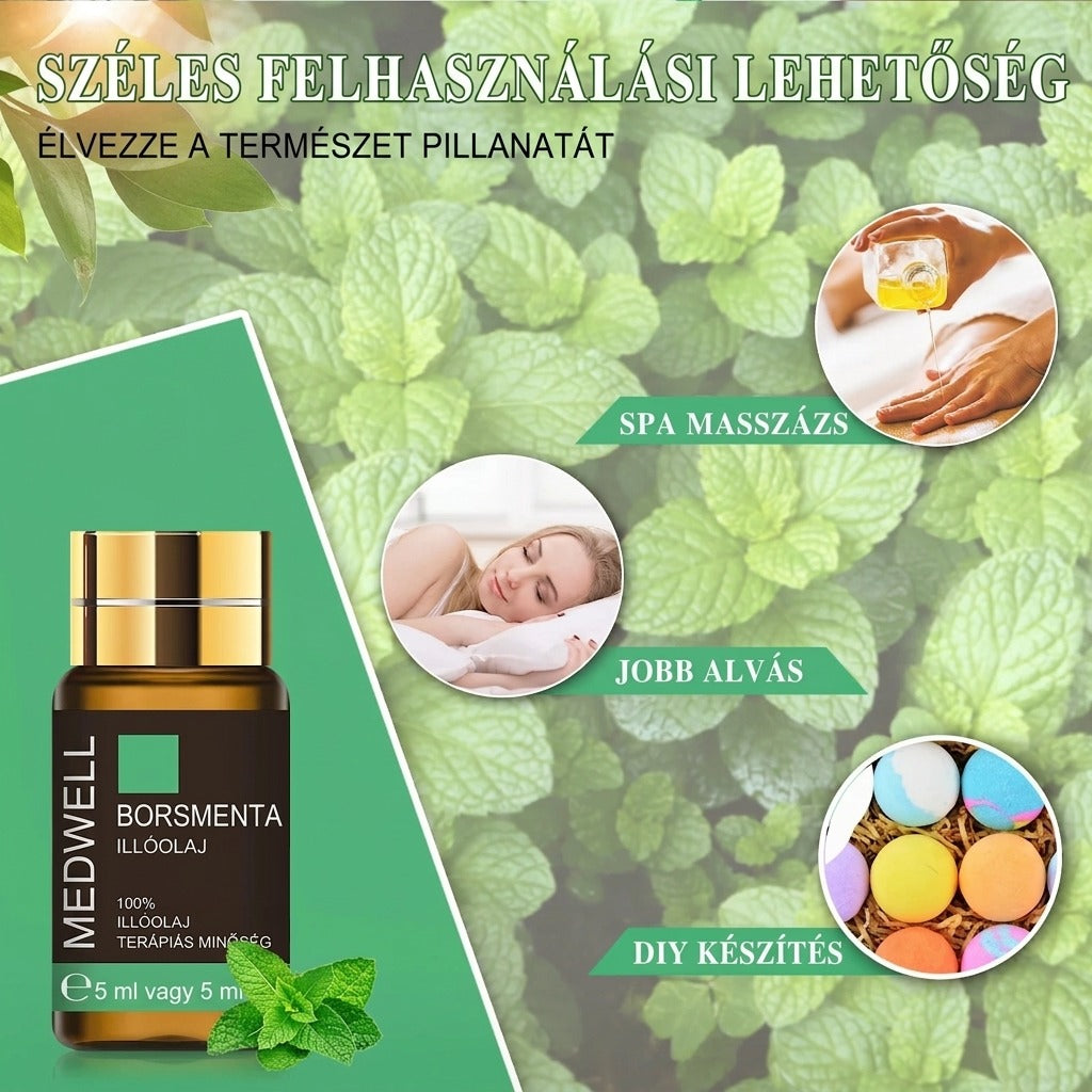 Borsmenta illóolaj spa masszázs, alvás és DIY használathoz