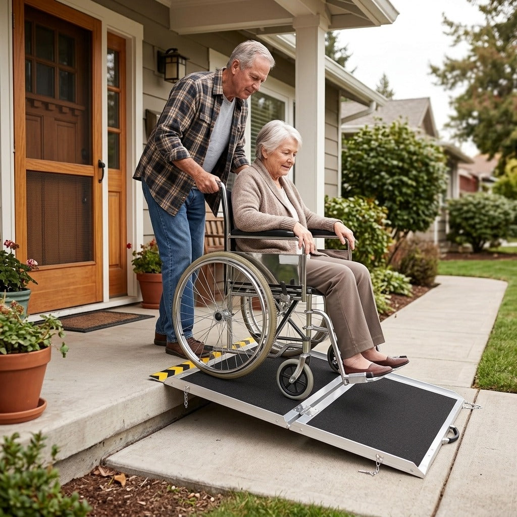 3FT Folding Wheelchair Ramp with Non-Slip Surface - in everyday life