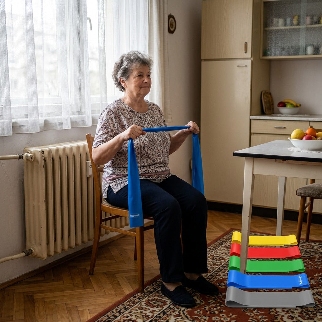 4 darabos ellenállásos szalagkészlet fitneszhez, jógához és pilateshez - a mindennapokban