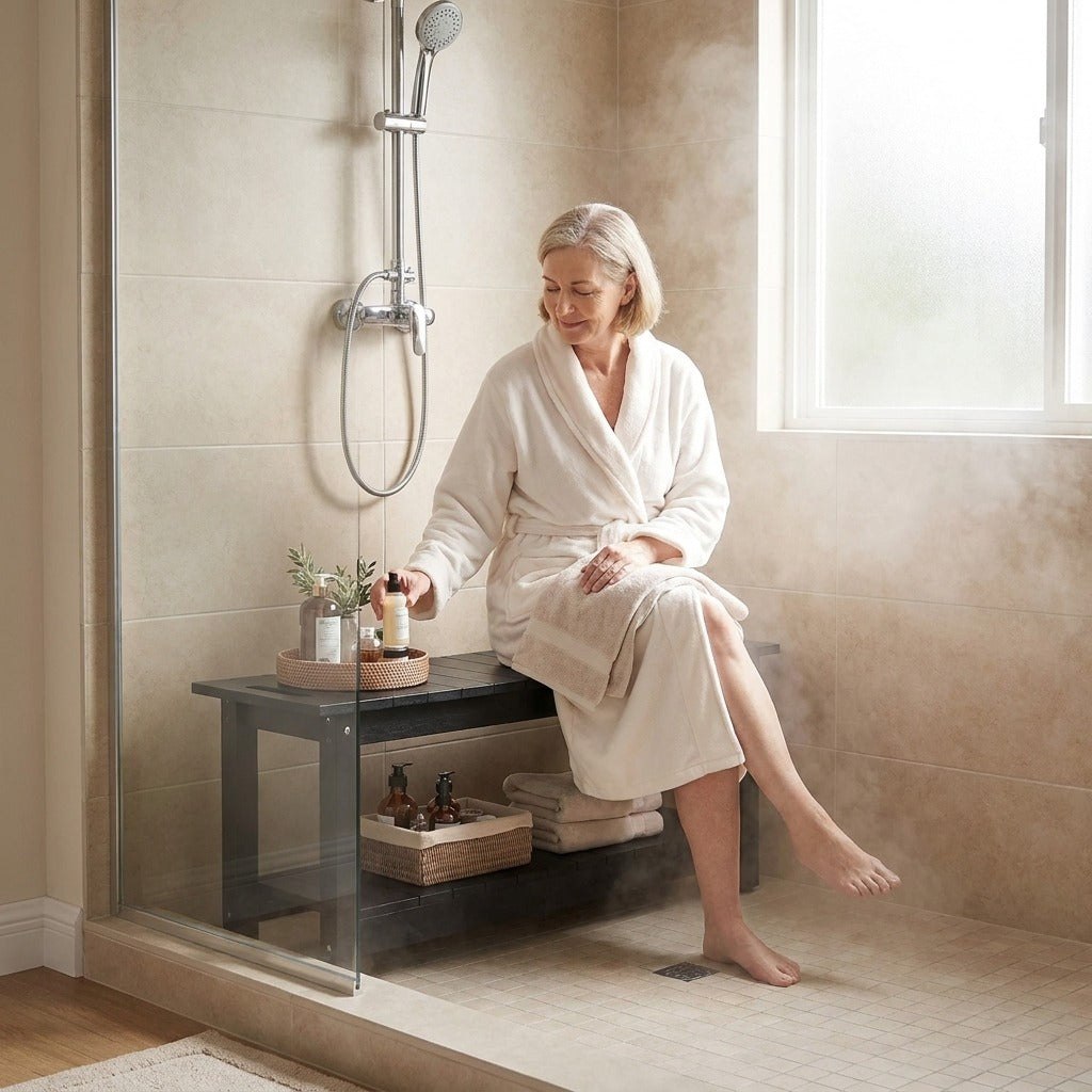 41-Inch Shower Bench with 400 lb Capacity - in everyday life
