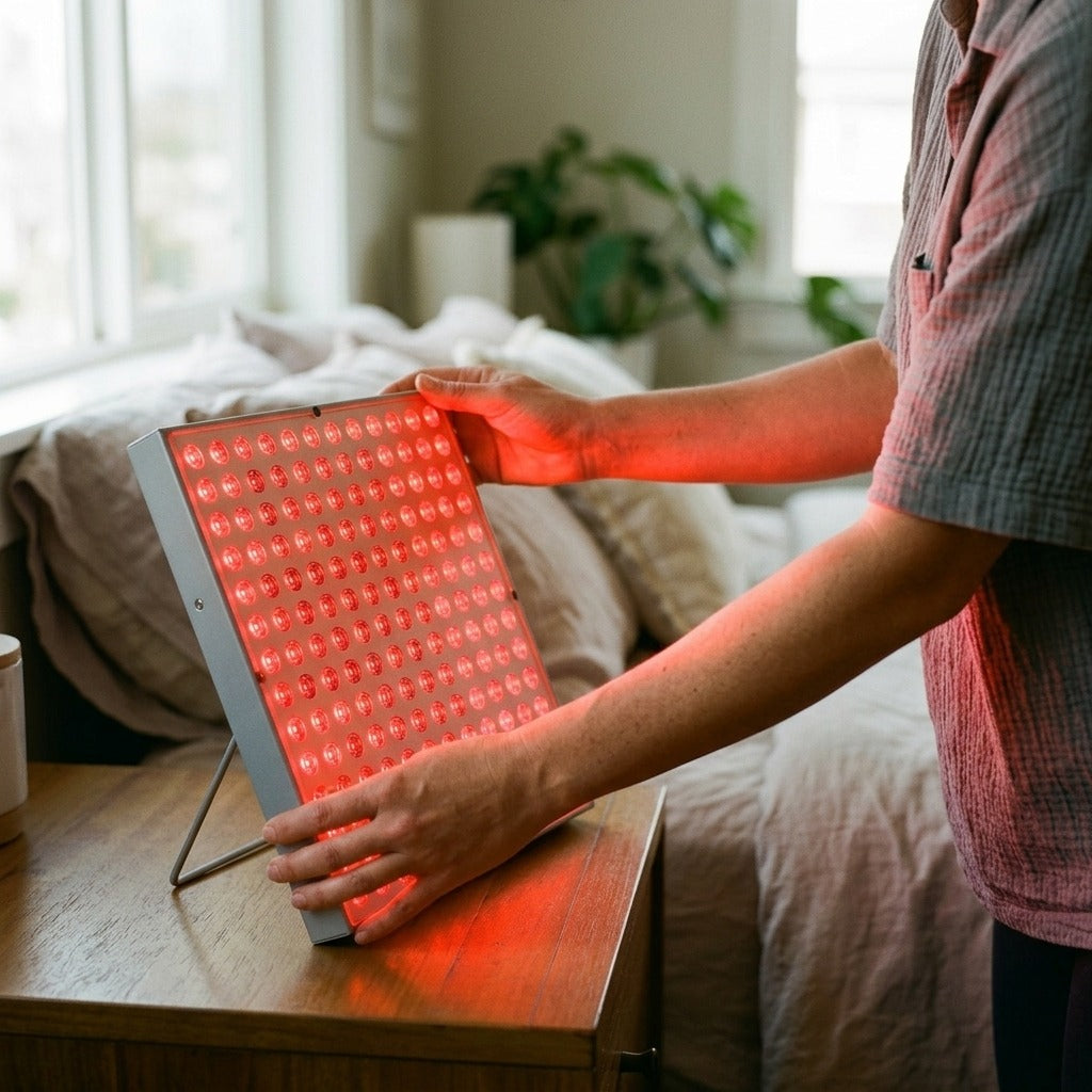 45W Red and Near-Infrared Light Panel, 660nm and 850nm - in use