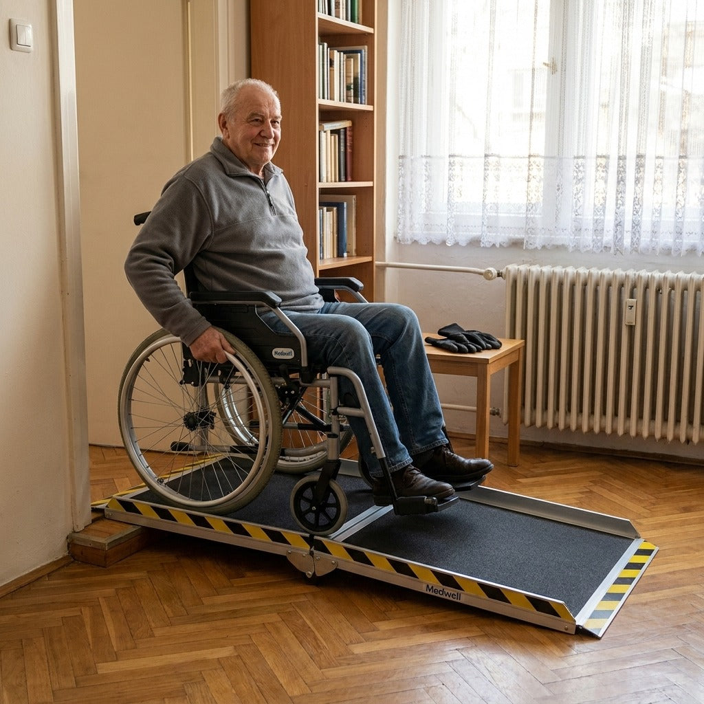 6 lábas összecsukható alumínium kerekesszék-rámpa - otthon
