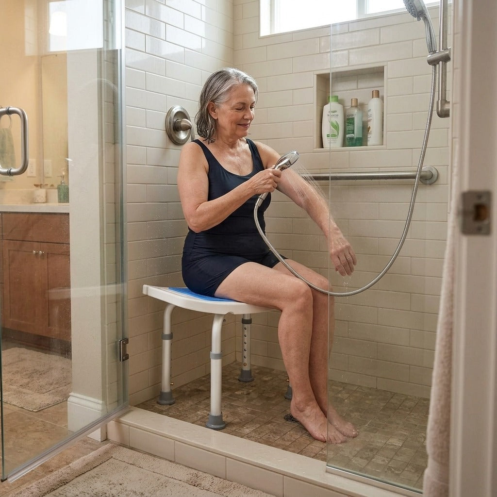 6-Level Adjustable Curved Bath Stool - in everyday life
