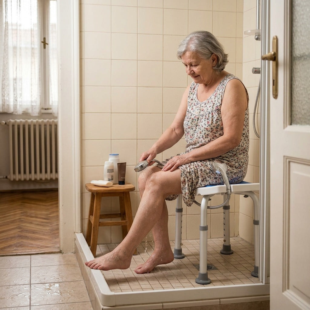 6 fokozatban állítható, ívelt fürdőszék - a mindennapokban