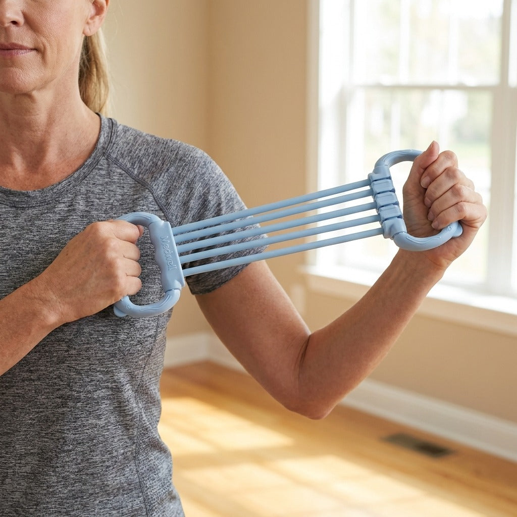 6-Level Adjustable Resistance Stretch Band - in use