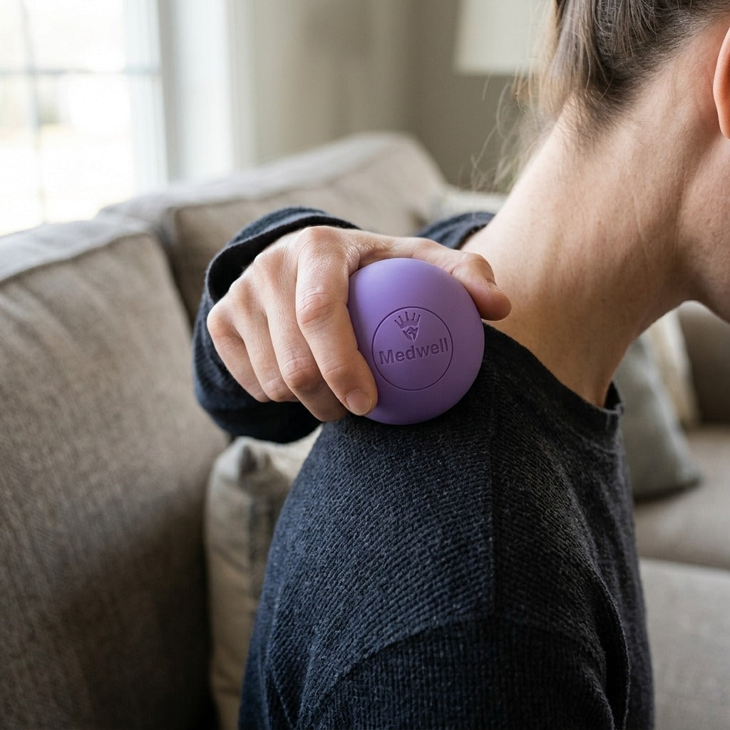 65 mm Massage Ball for Foot, Back and Shoulder - in use