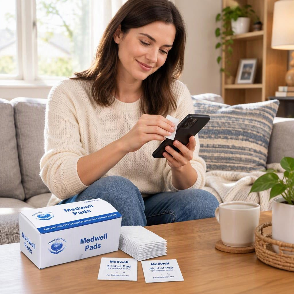 70% Alcohol Prep Pads for Phone Cleaning, 100 Count - at home