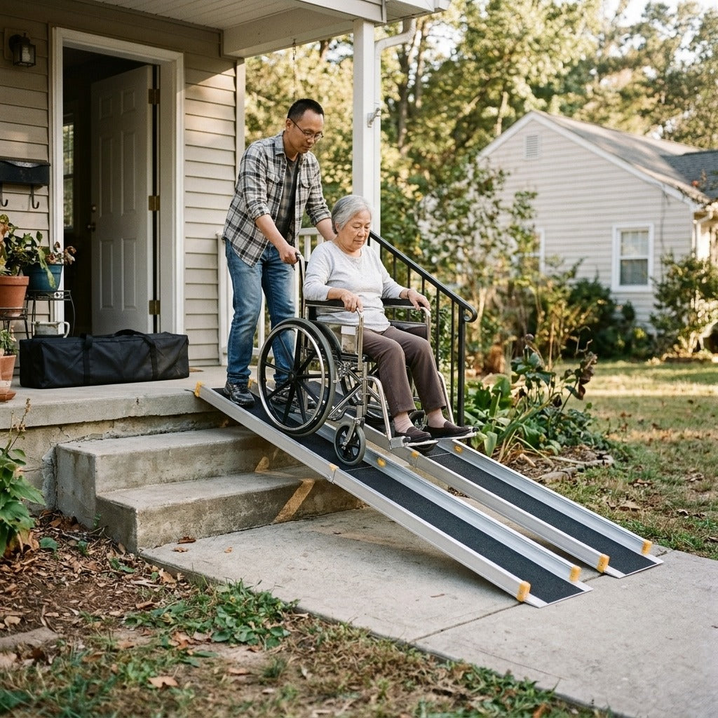 8 ft Telescoping Wheelchair Ramps for Steps - at home