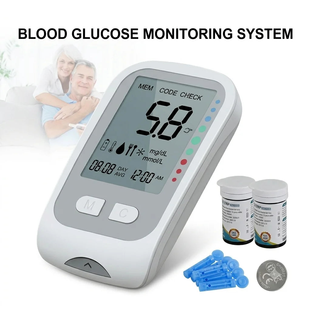 Blood Glucose Monitor Kit with Test Strips and Lancets