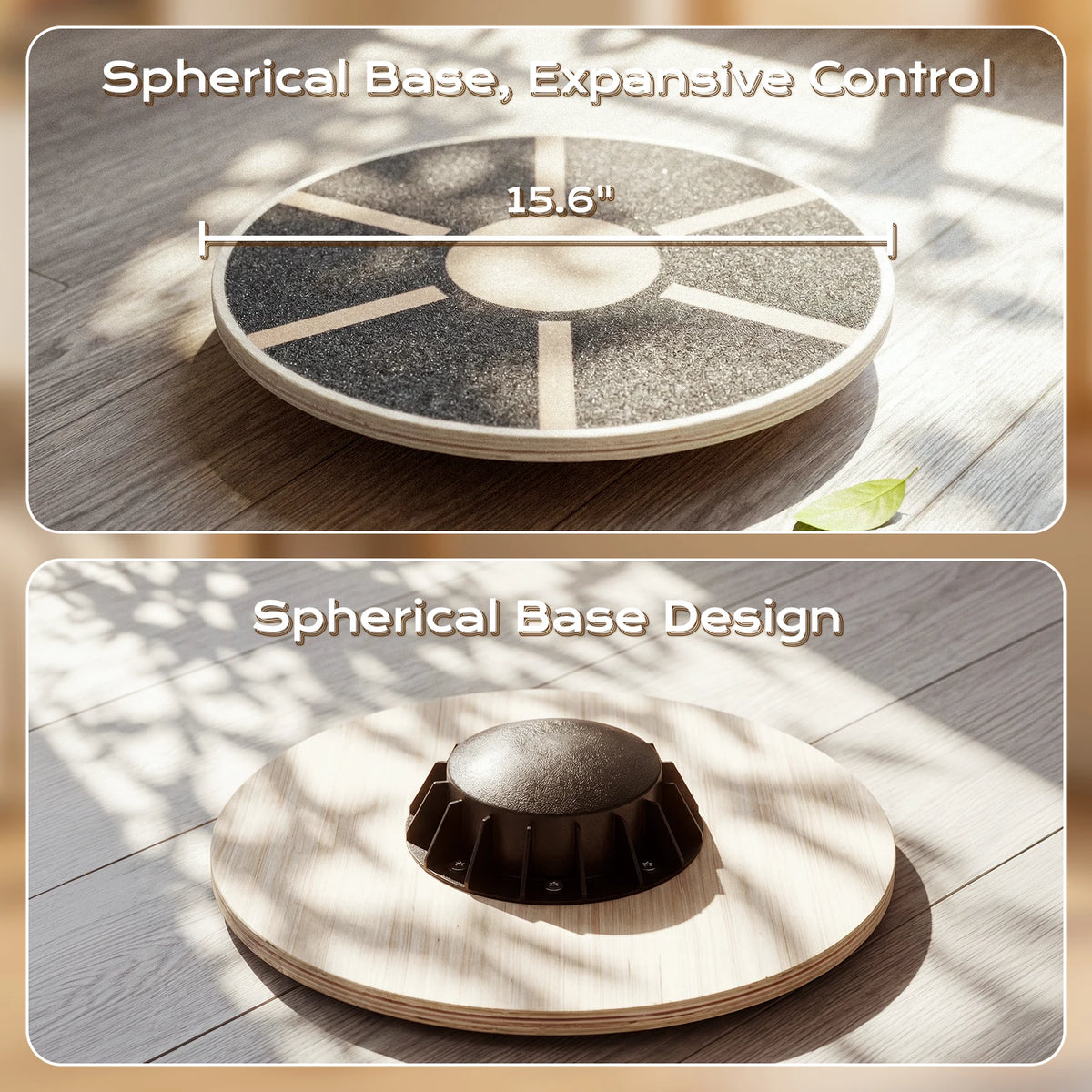 Wooden Balance Board with Rubber Base
