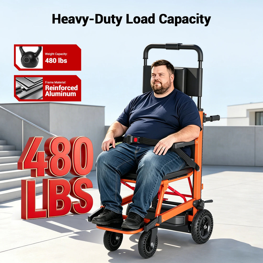 Stair Assist Chair with Adjustable Backrest and Arms