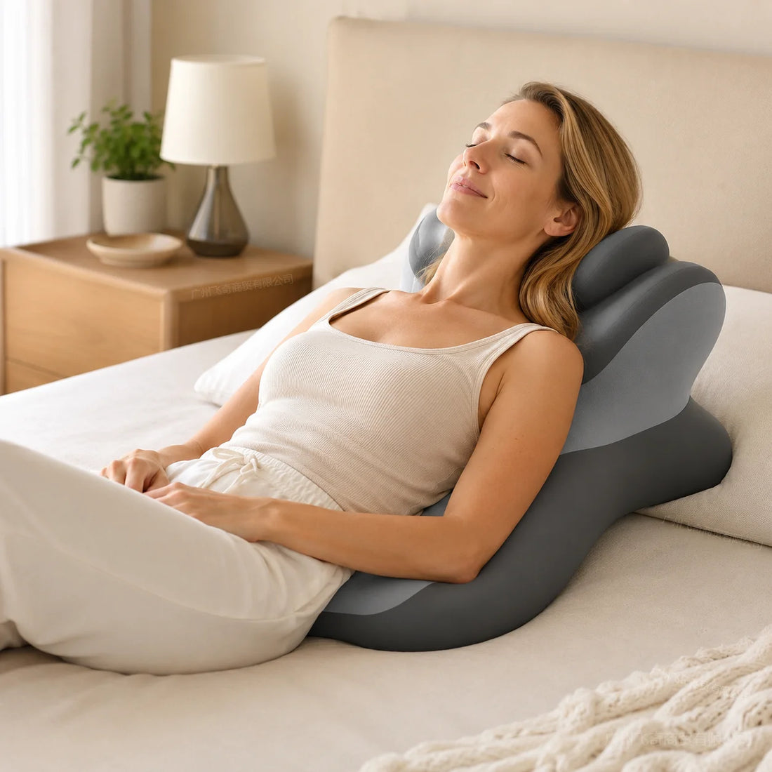 Memory Foam Prone Reading Pillow with Removable Headrest, Anti-Slip