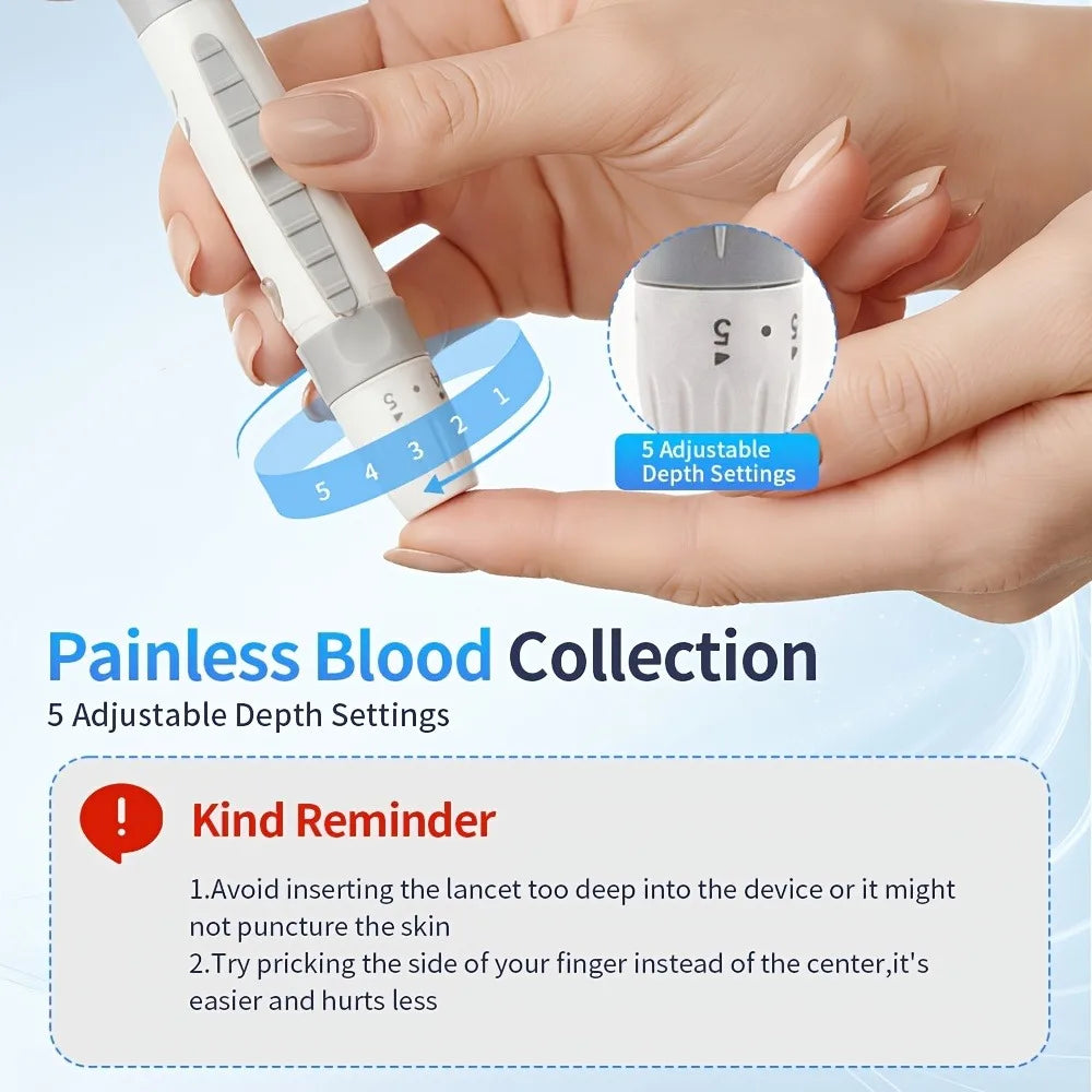 No-Coding Blood Glucose Meter Kit with Testing Supplies