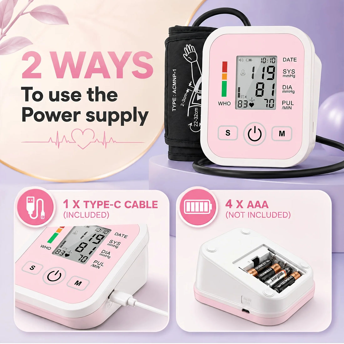 Digital Arm Blood Pressure Monitor with Data Storage