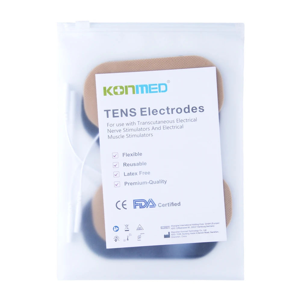 Large TENS Electrode Pads, 4-Piece Set, 2.0 mm Plug Hole