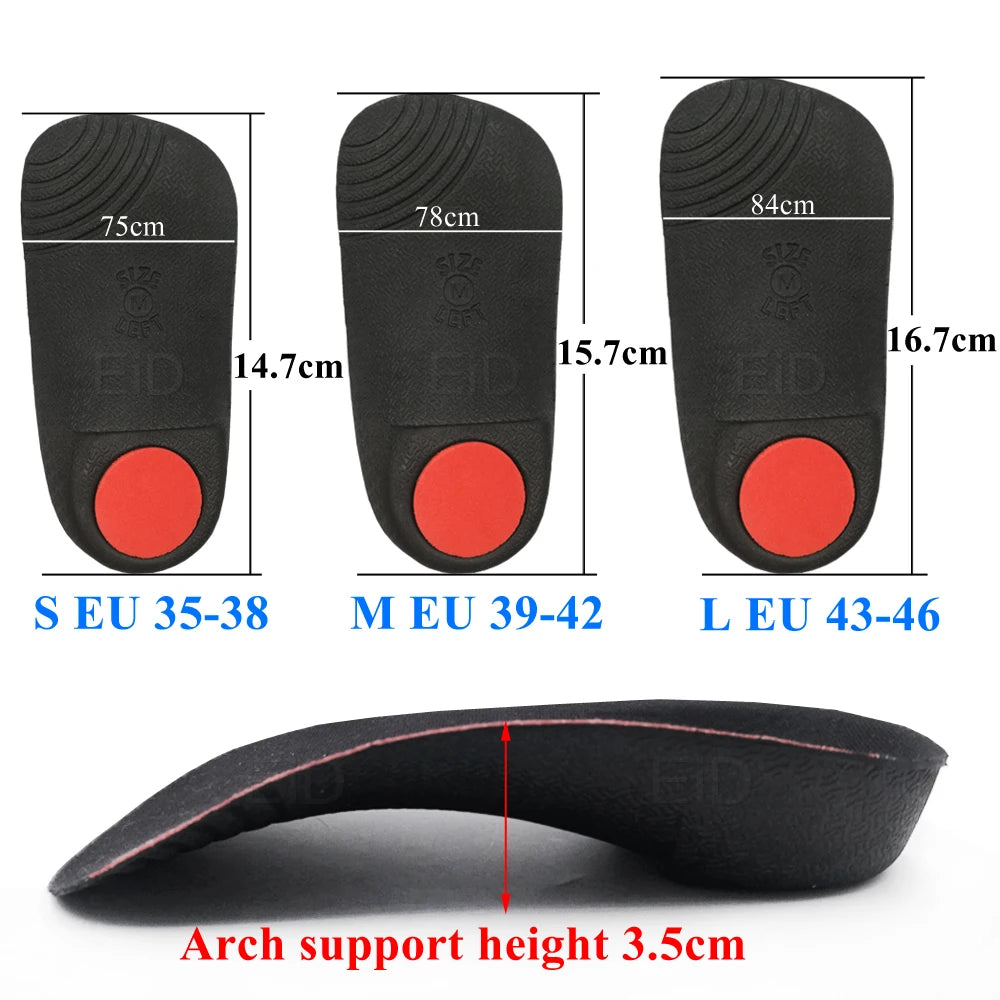 3/4-Length Orthotic Insoles with Arch Support