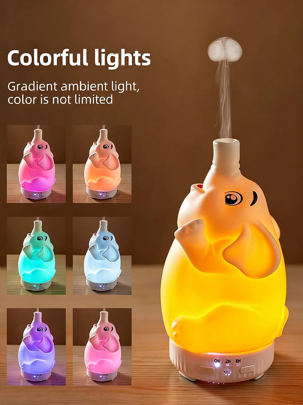 Elephant Aroma Diffuser with Mist and Night Light