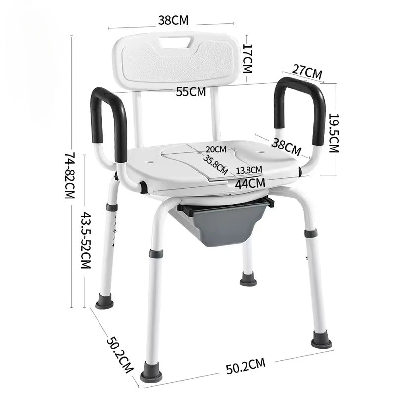 360° Rotating Shower Chair with Arms and Backrest