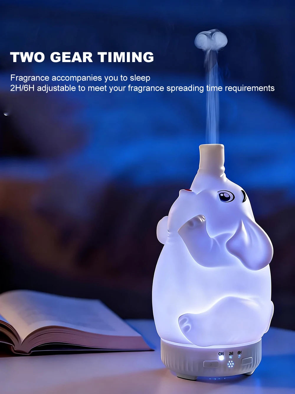 Elephant Aroma Diffuser with Mist and Night Light