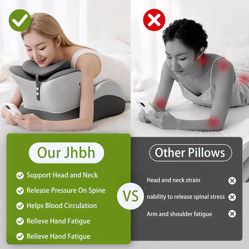 Memory Foam Prone Reading Pillow with Removable Headrest
