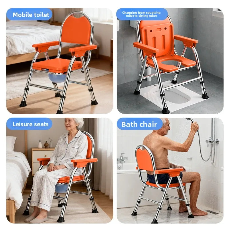 Bedside Commode with Padded Seat and Backrest