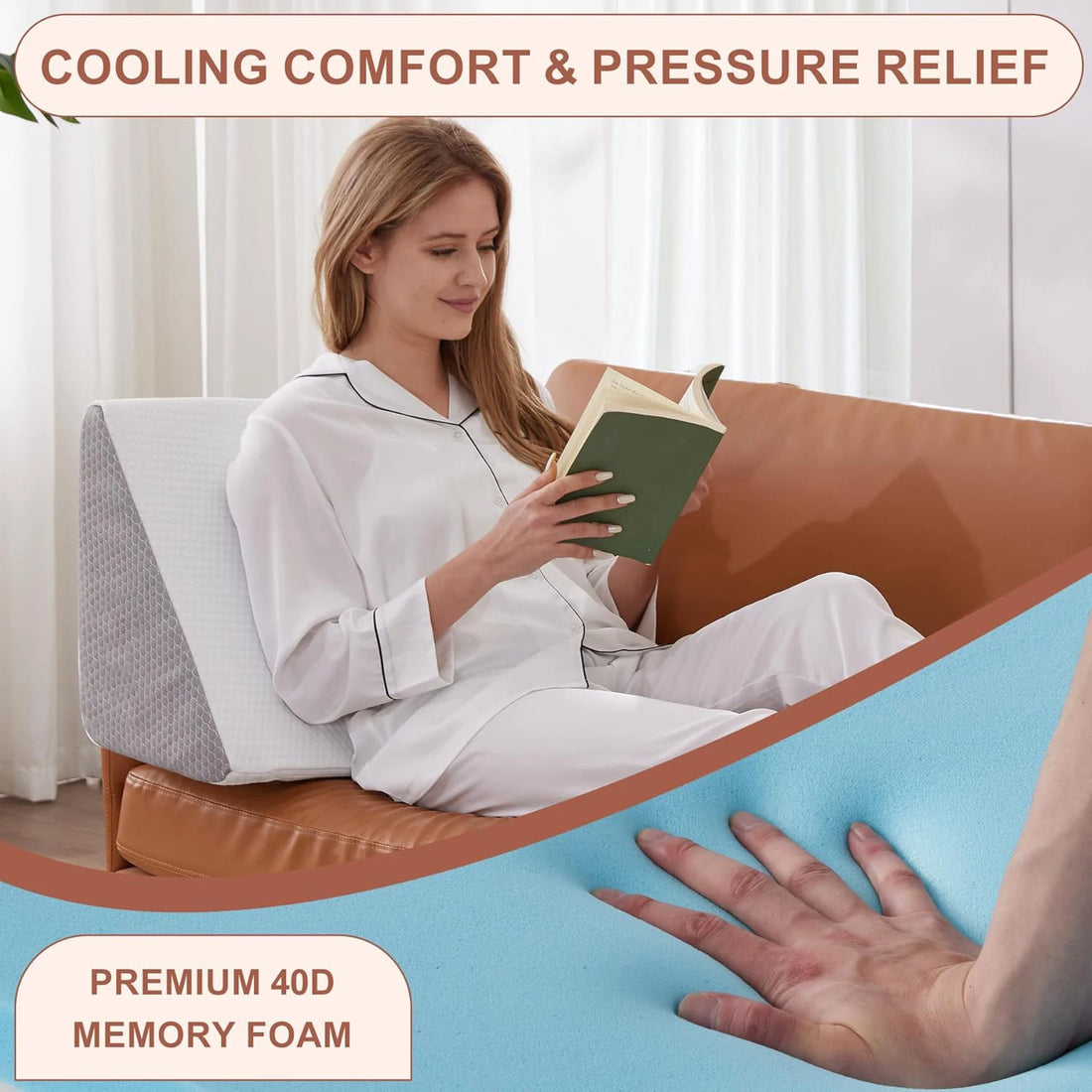 Bed Positioning Wedge Pillow for Back, Legs or Knees