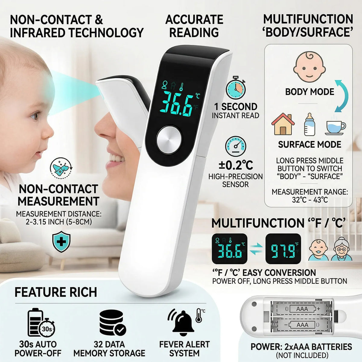 Digital Ear Thermometer for Babies, Children and Adults