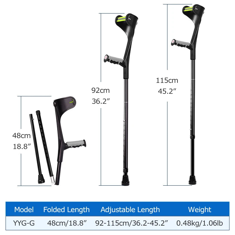 Medwell Foldable Forearm Crutches, Adjustable Aluminum, Lightweight